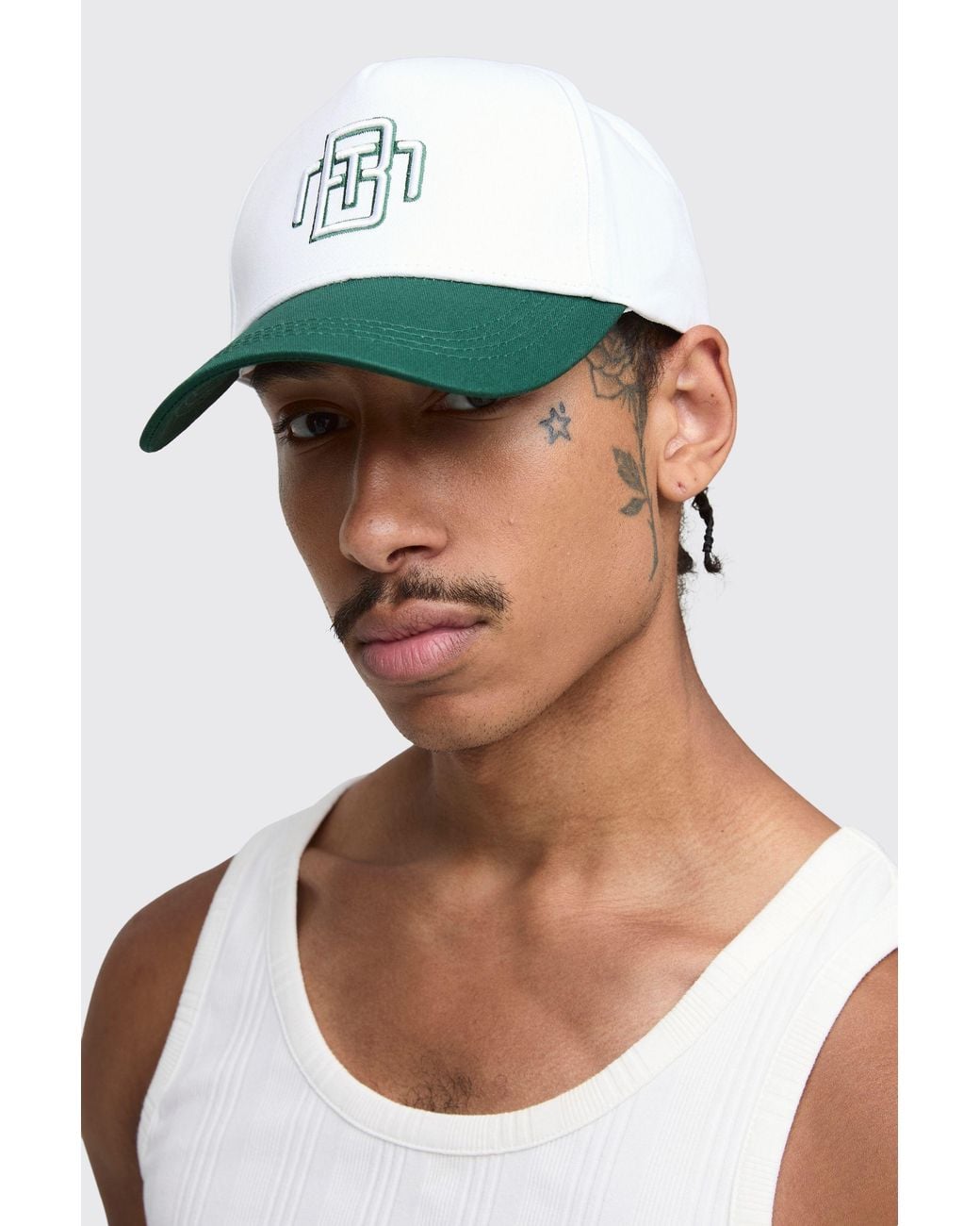 BoohooMAN Green Branded Embroidered Cap for men
