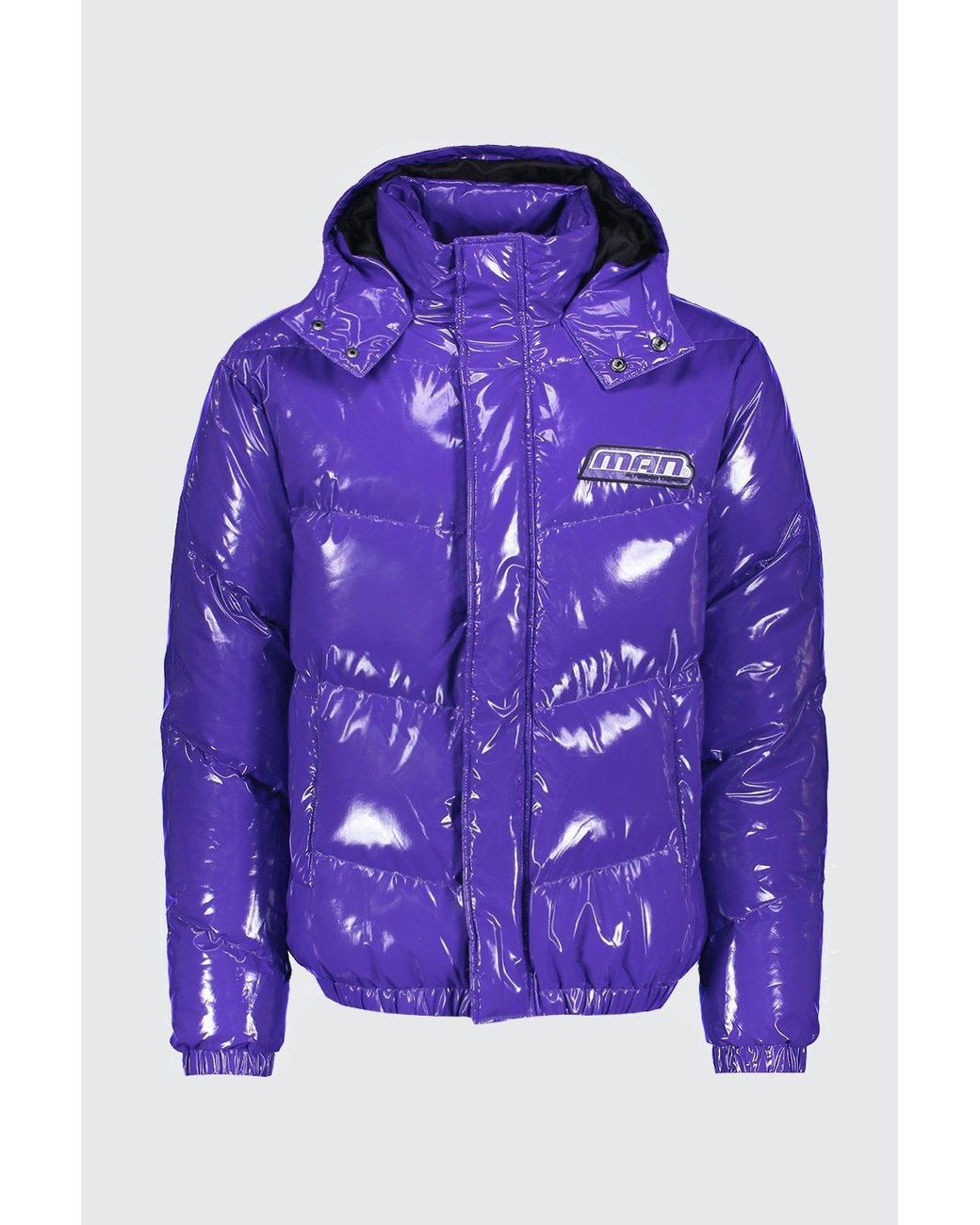 BoohooMAN Man High Shine Puffer Coat in 