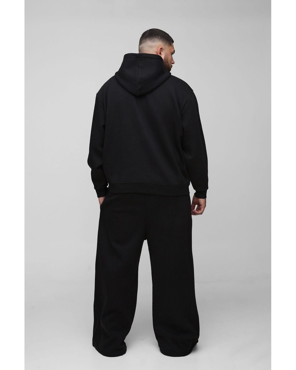 BoohooMAN Black Plus Oversized Basic Lightweight Zip Through Hoodie for men