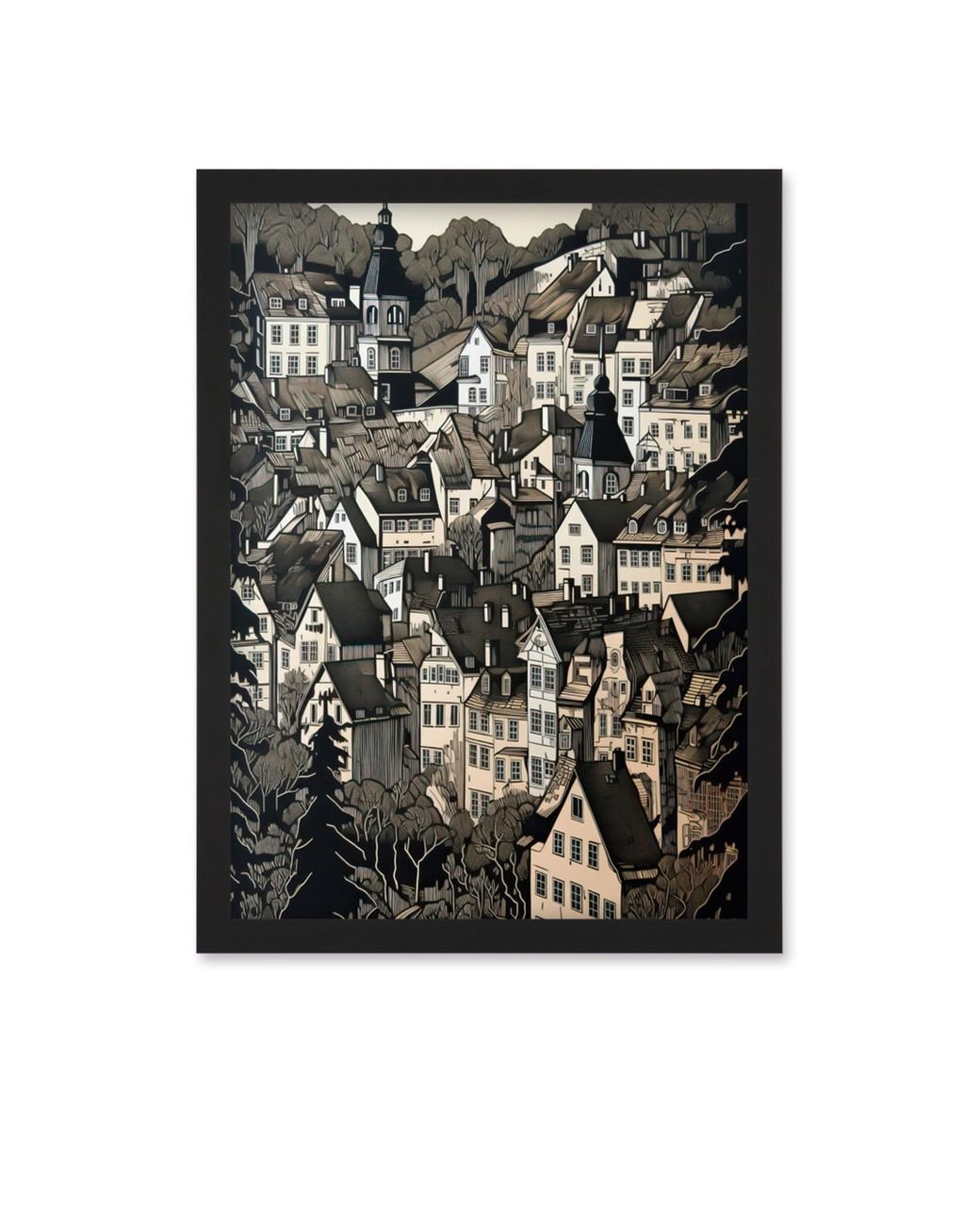 BoohooMAN Artery8 Black Forest City Baden Monochrome Cityscape Artwork ...