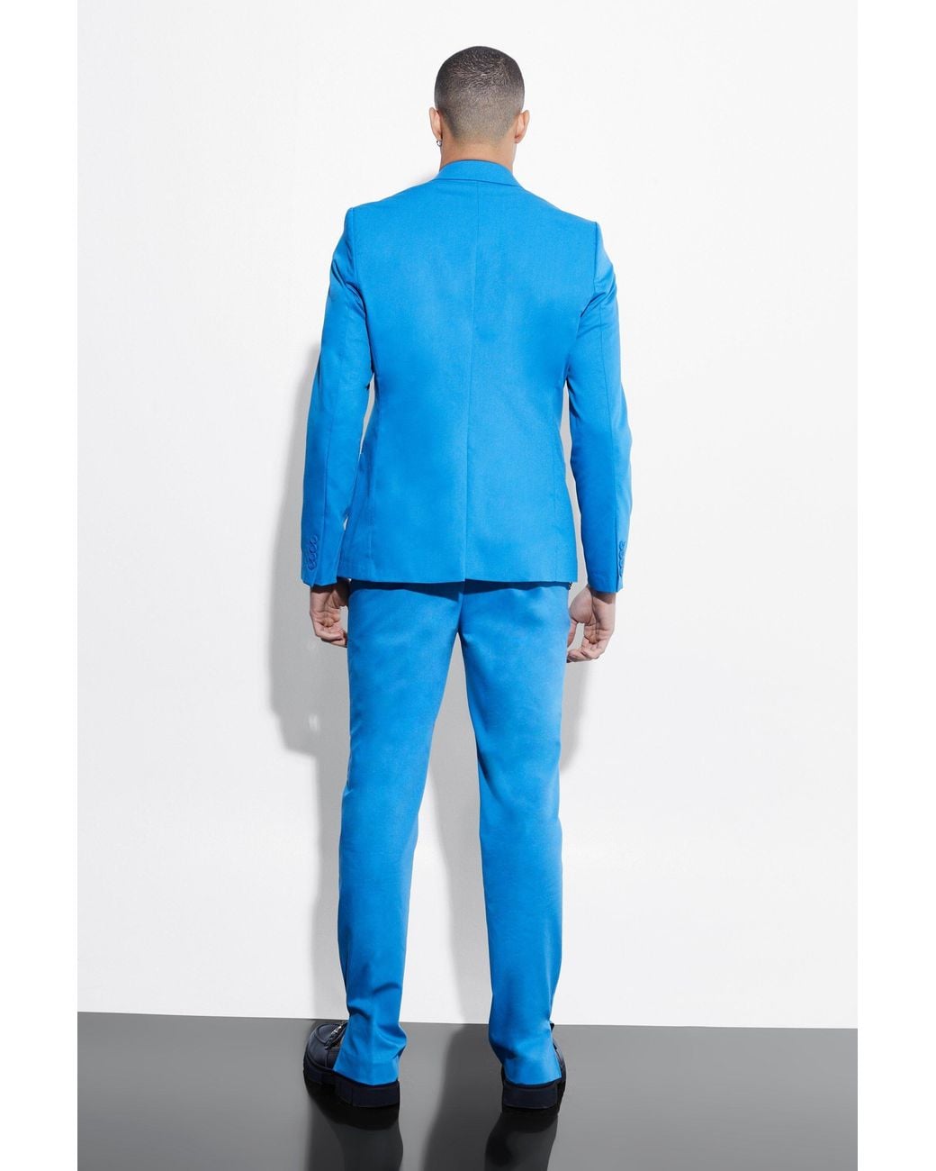 BoohooMAN Blue Oversized Single Breasted Suit Jacket for men