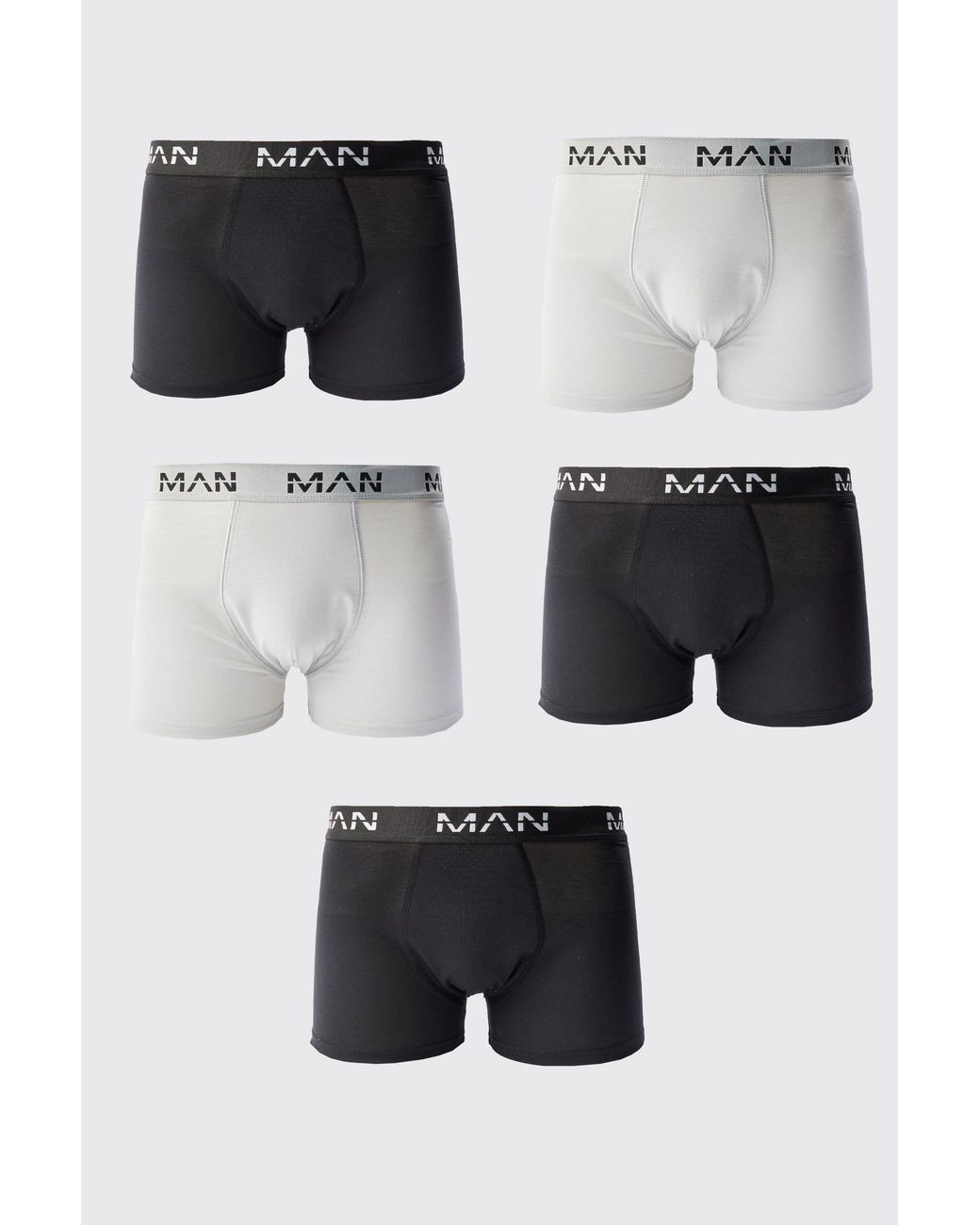 BoohooMAN White 5 Pack Mixed Colour Trunks for men