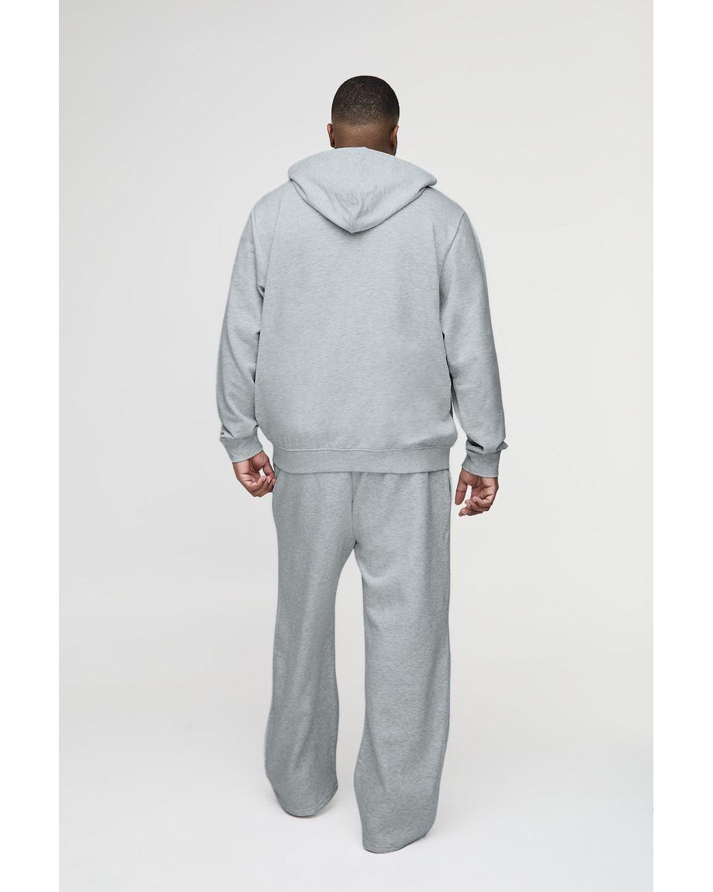 BoohooMAN White Plus Lightweight Loopback Regular Fit Basic Zip Through Hoodie for men