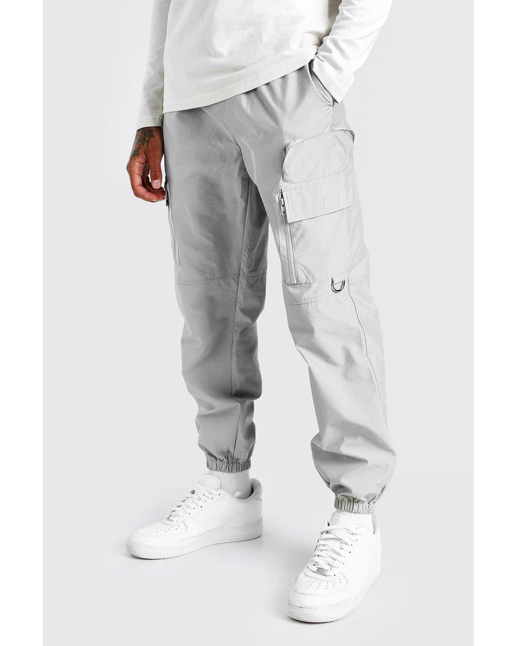 BoohooMAN Cargo-Hose aus Ripstop-Nylon mit 3D-Taschen in Grau für Herren |  Lyst DE