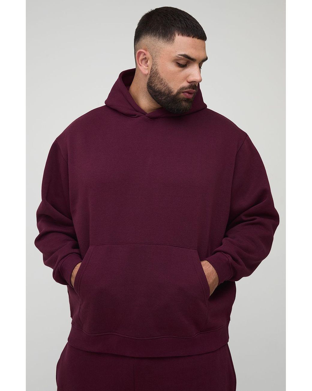 BoohooMAN Red Plus Basic Oversized Over The Head Hoodie for men