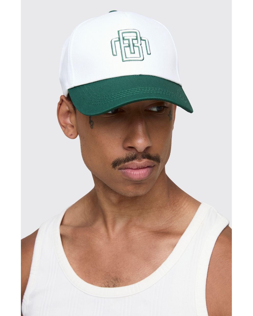 BoohooMAN Green Branded Embroidered Cap for men