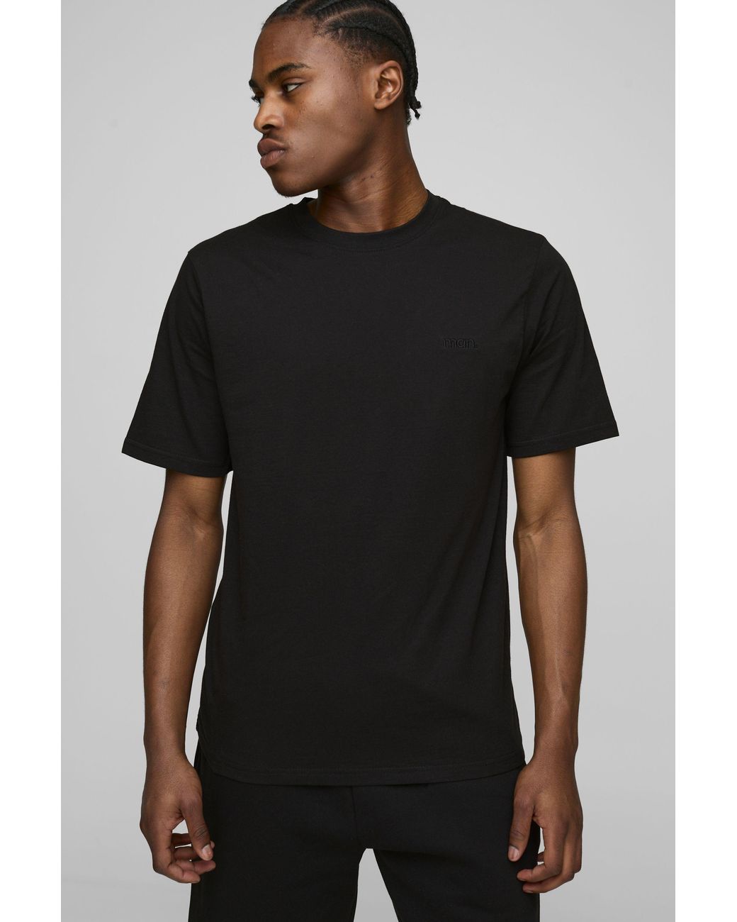BoohooMAN Black Regular Fit Basic Crew Neck T-Shirt for men