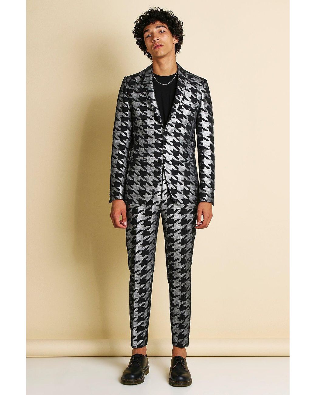 dogtooth jacquard zip through overshirt
