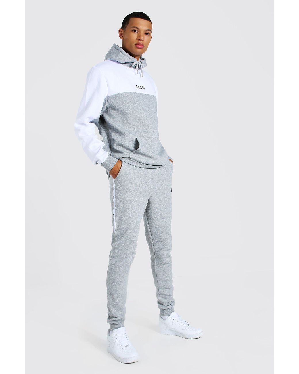 boohooman grey tracksuit bottoms