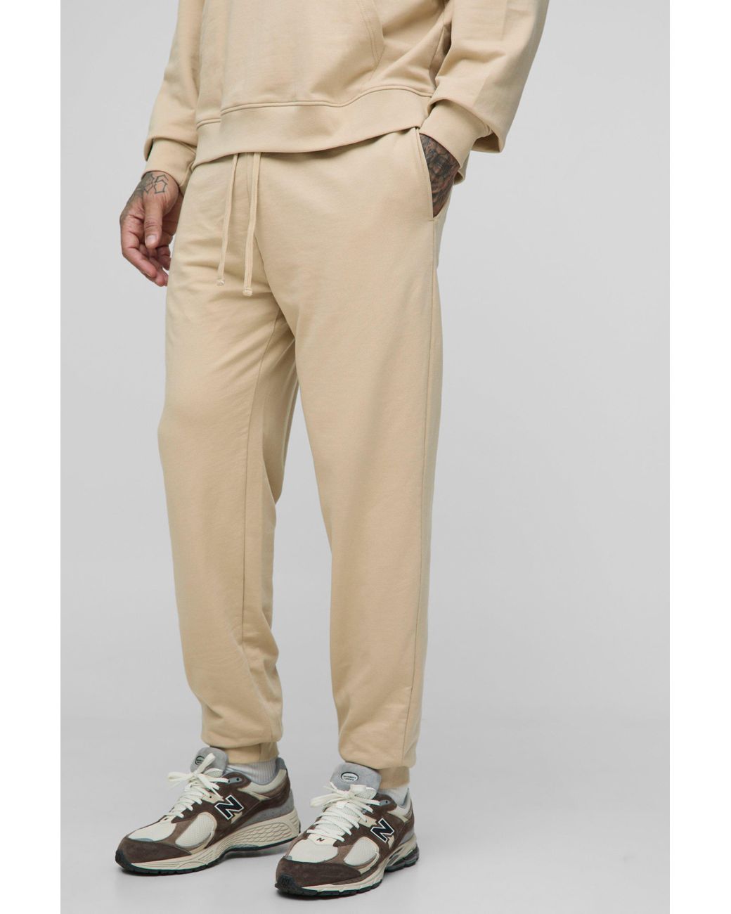 Boohoo Natural Tall Lightweight Loopback Regular Fit Basic Joggers