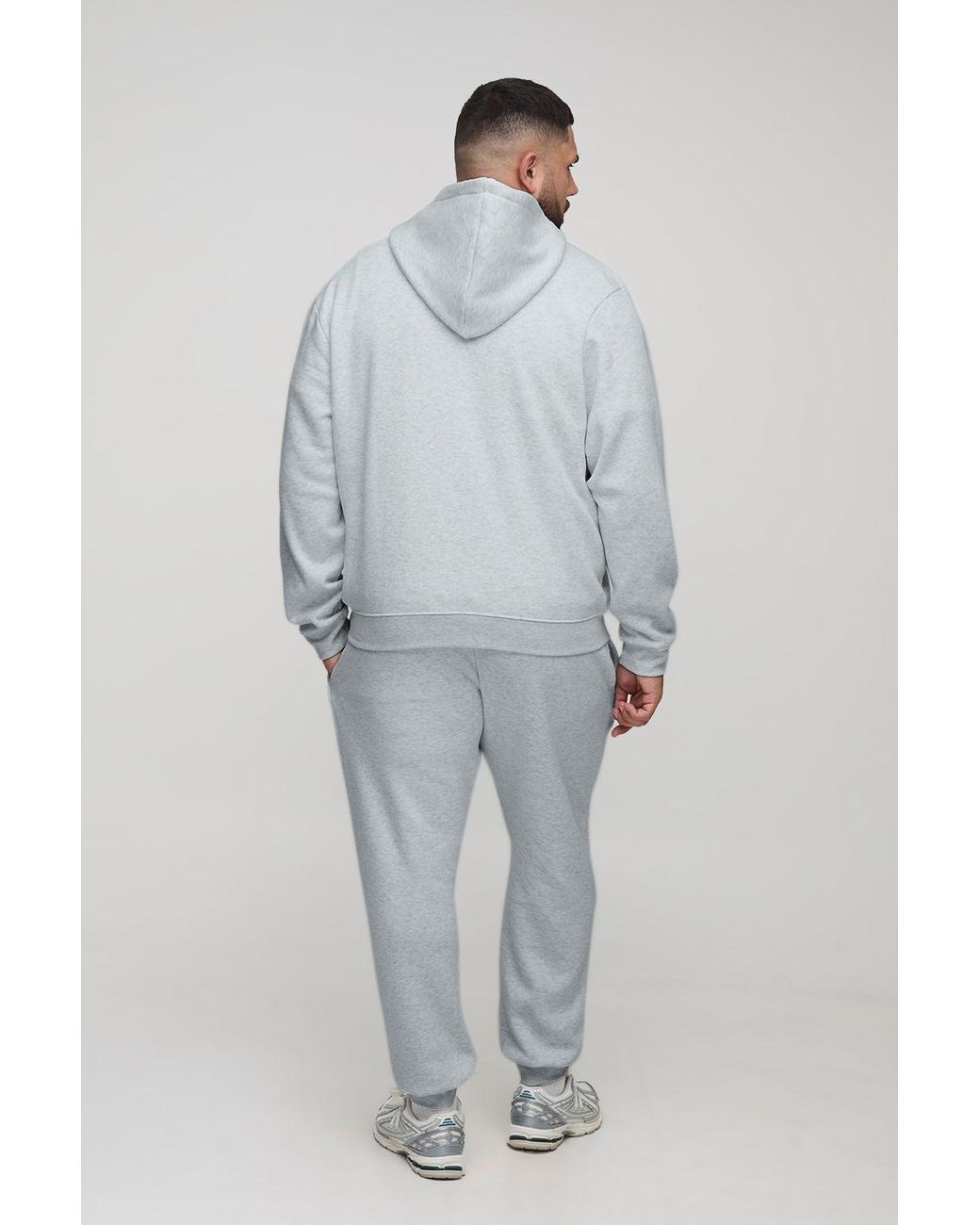 BoohooMAN White Plus Basic Regular Zip Through Hoodie for men