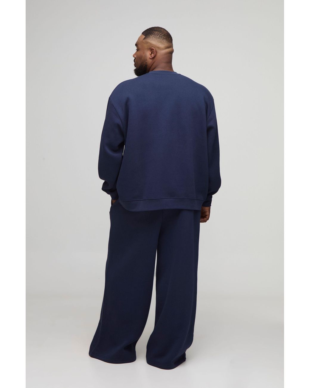 BoohooMAN Blue Plus Basic Extreme Wide Leg Sweatpants for men