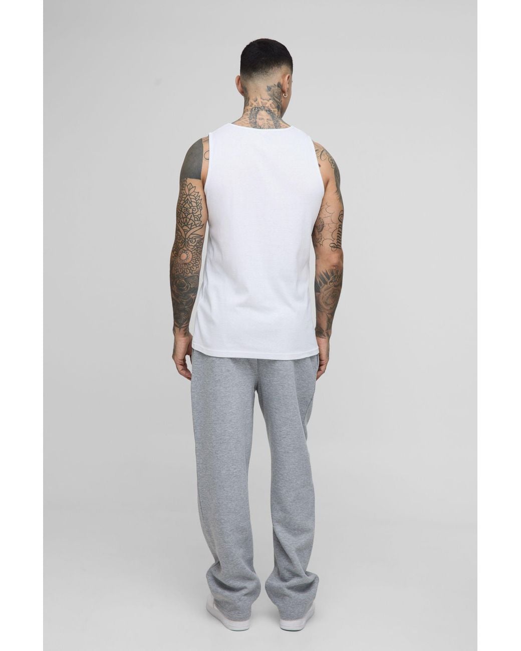 BoohooMAN White Tall Regular Fit Basic Ribbed Vest for men