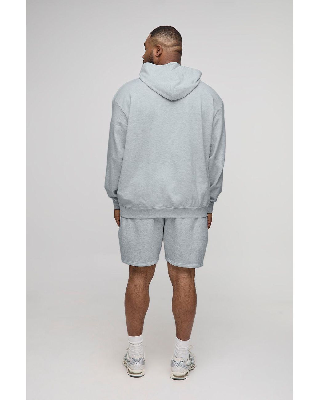 BoohooMAN White Plus Lightweight Loopback Oversized Fit Basic Hoodie for men