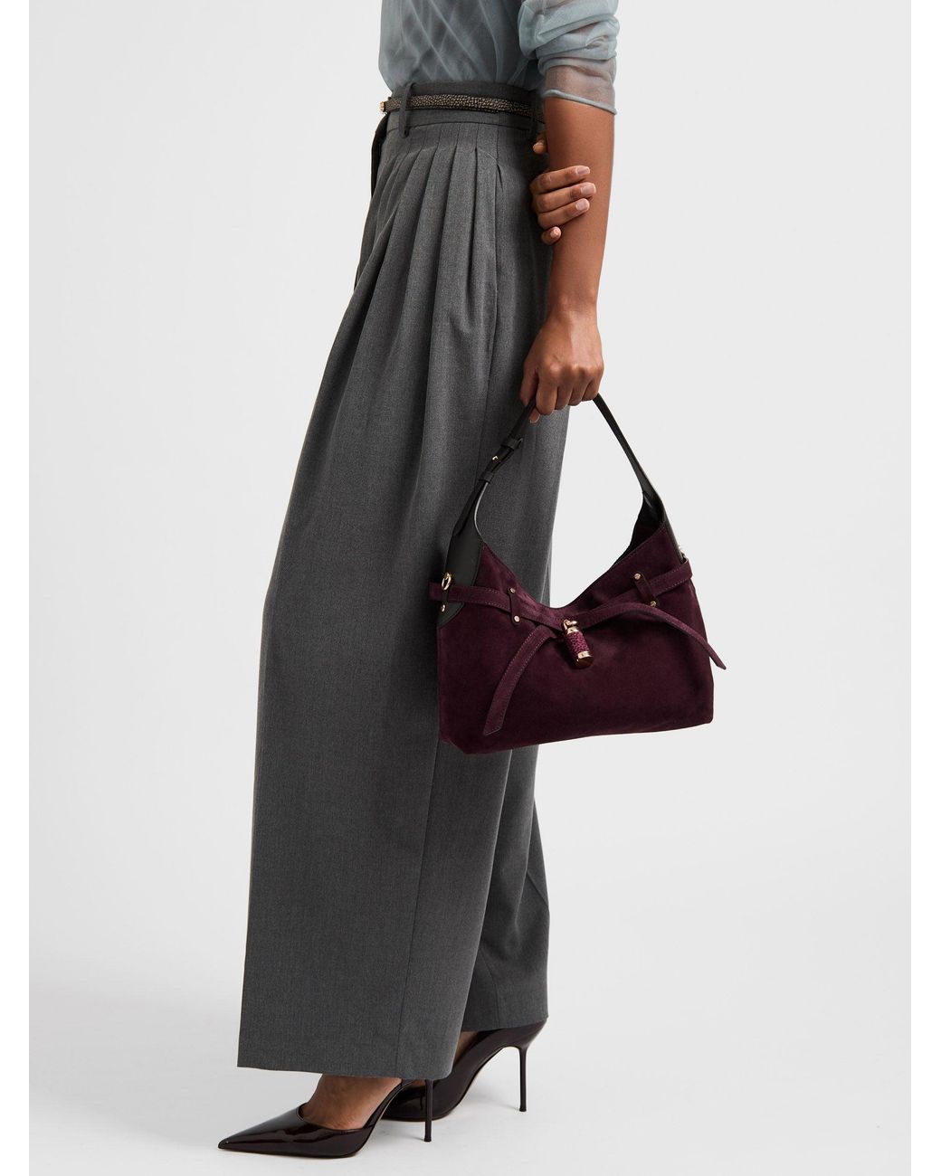 Premiere Borsa Hobo Small di Borbonese in Purple