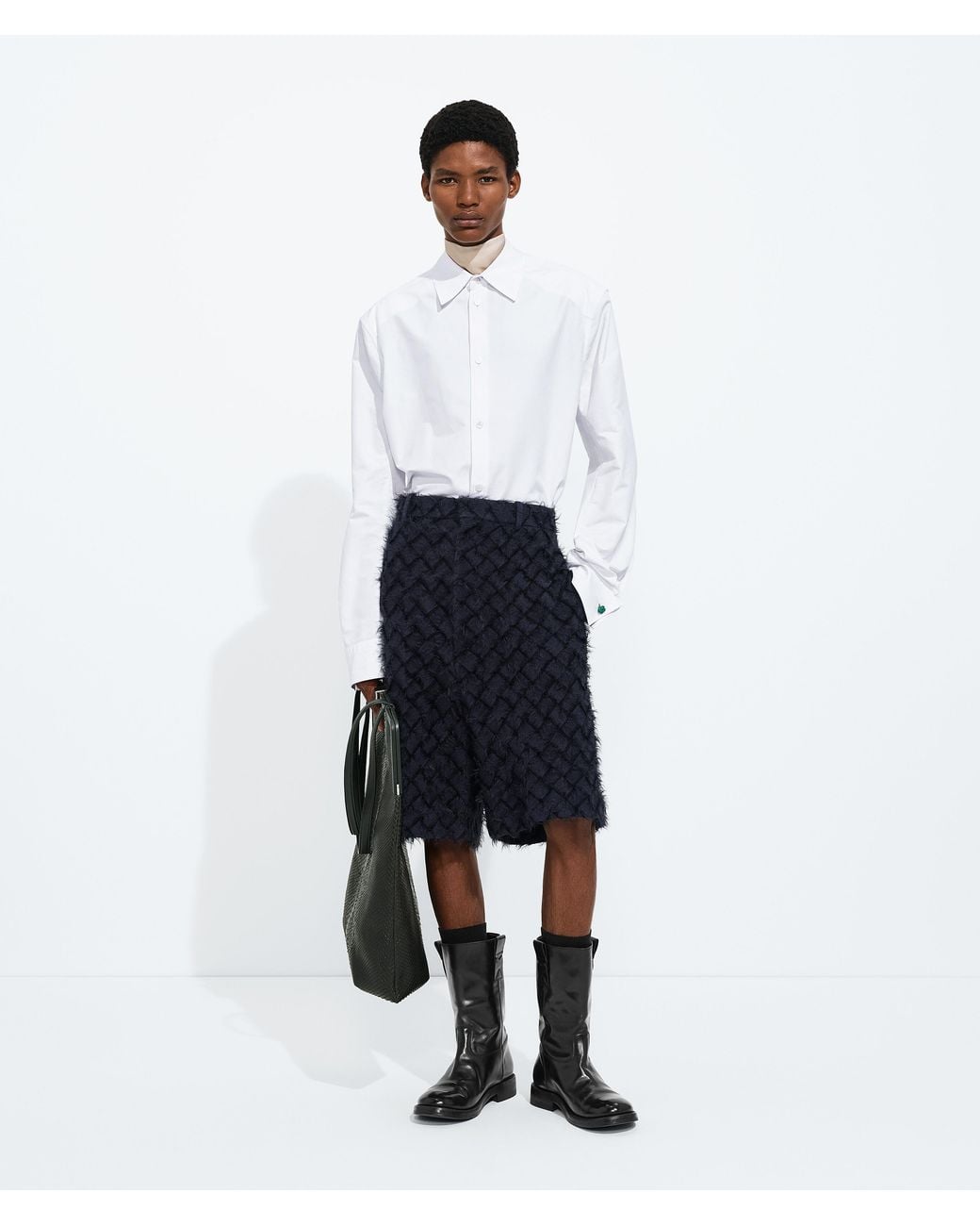 Bottega Veneta White Intrecciato Shorts for men