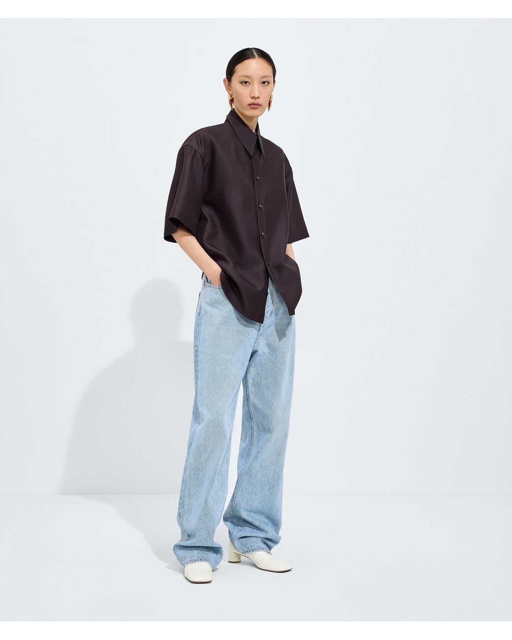 Bottega Veneta Blue Sky Bleached Wide Leg Jeans