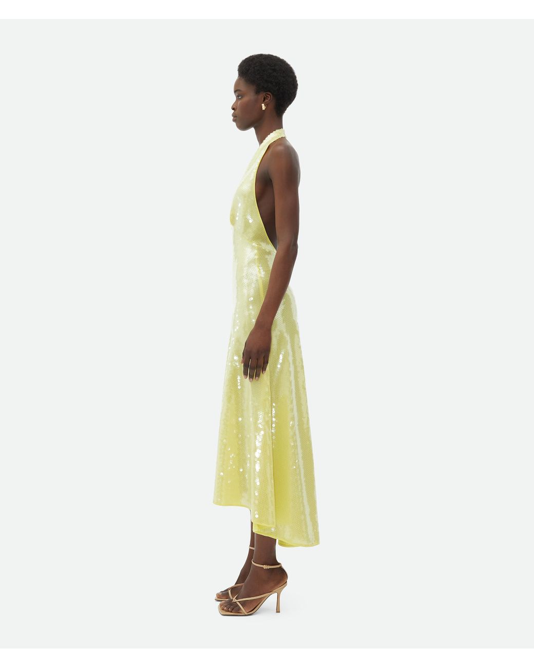 Bottega Veneta Viscose Sequined Midi Dress in Yellow | Lyst