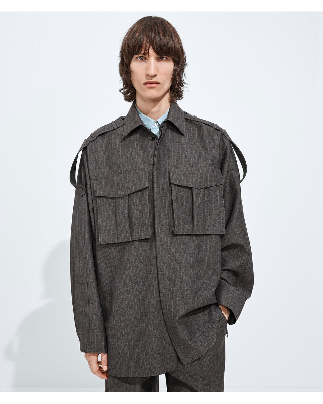 Bottega Veneta Gray Wool And Mohair Shirt for men