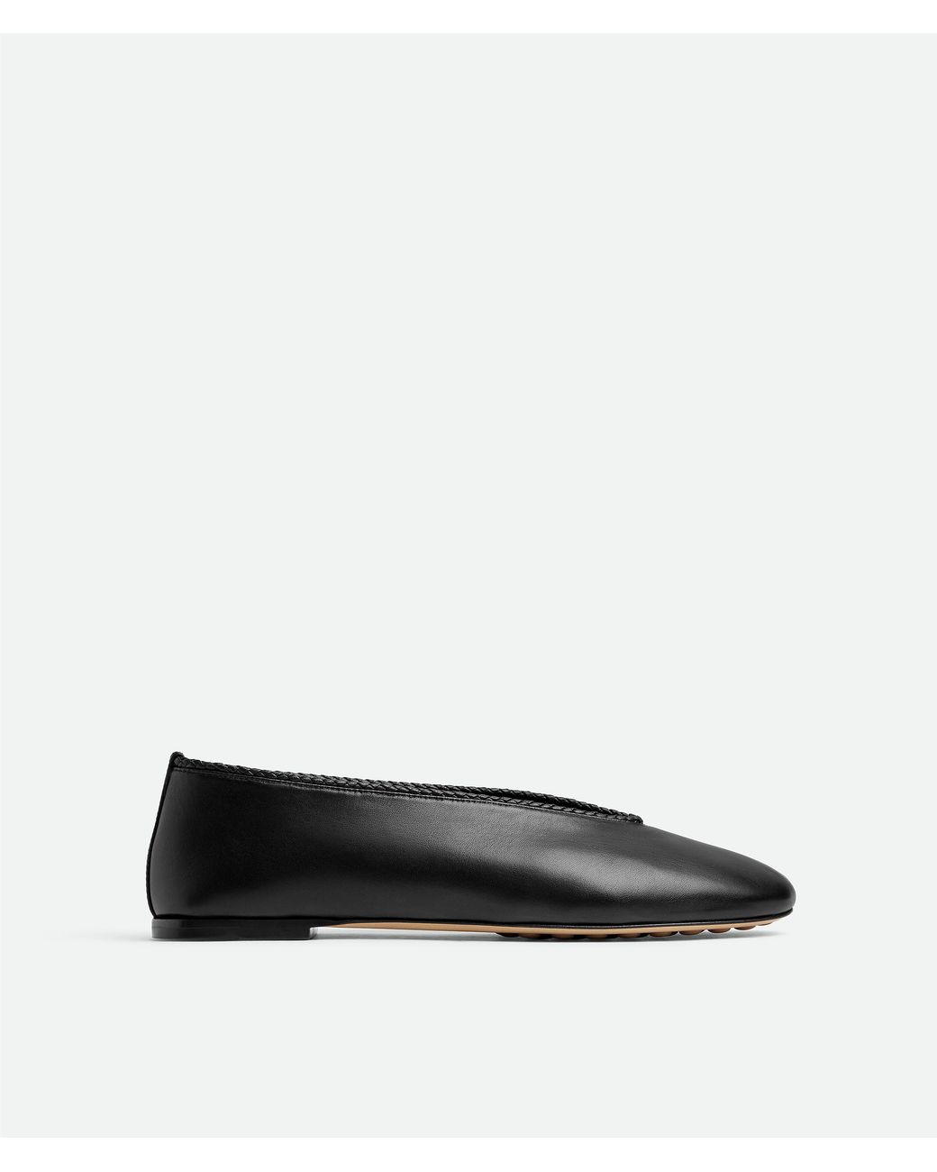 Bottega Veneta Black Rosa Intrecciato-Trimmed Leather Ballet Flats