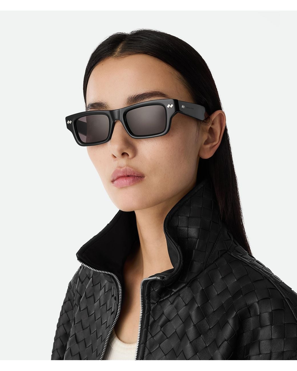 Bottega Veneta Black Dizzy Square Sunglasses