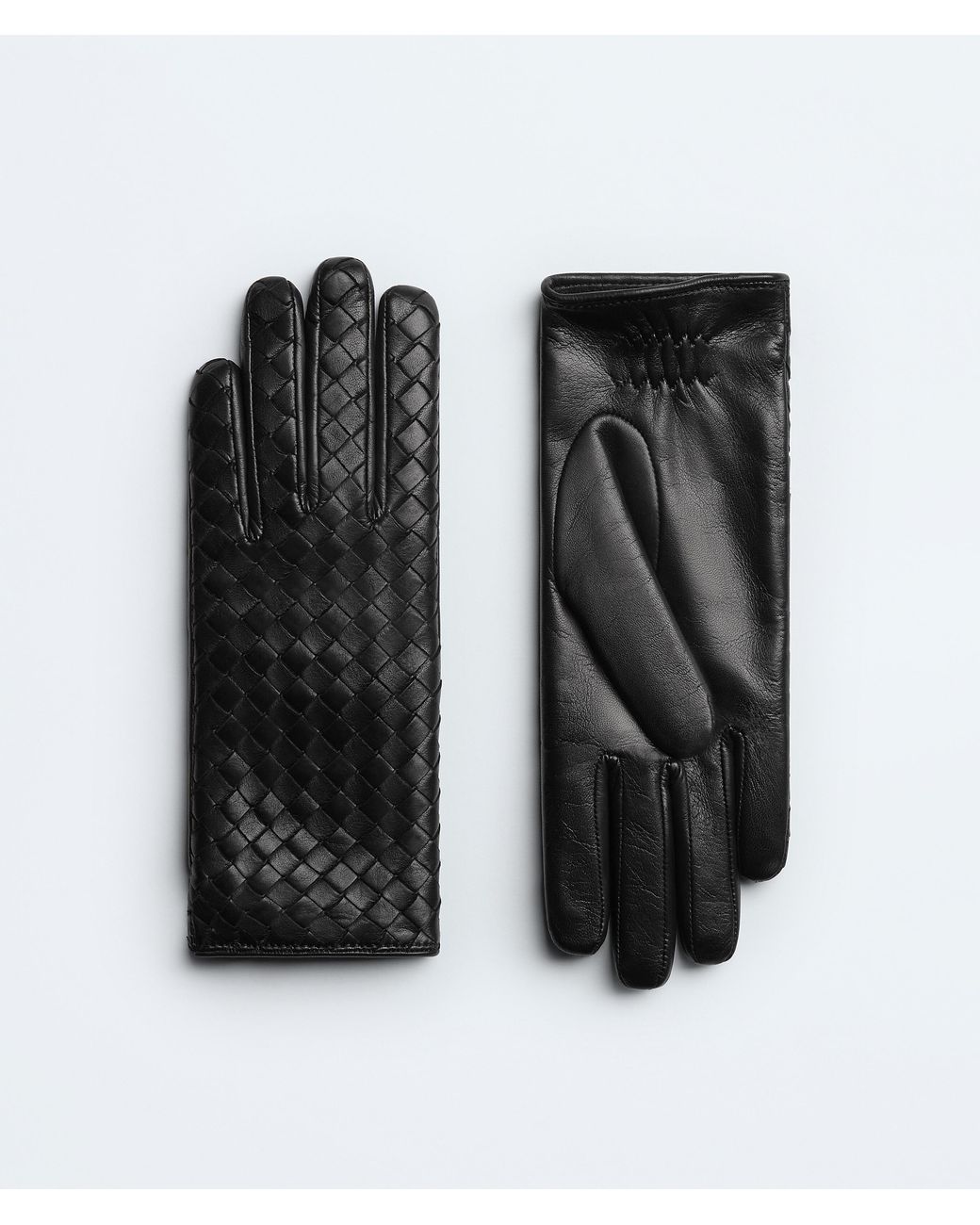 Bottega Veneta Black Intrecciato Leather Gloves