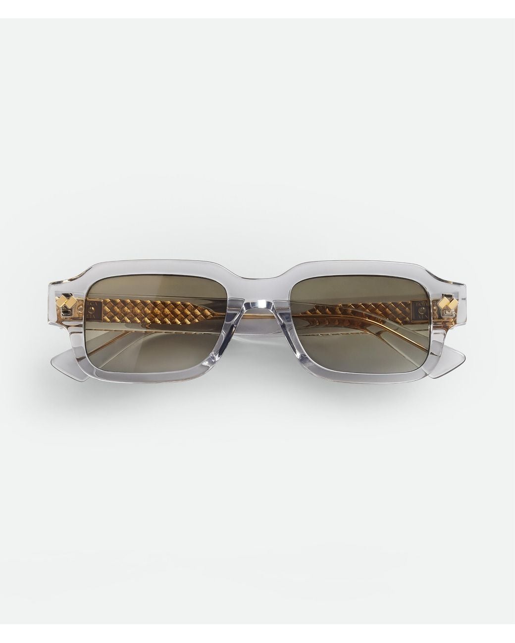 Bottega Veneta Natural Intrecciato Rectangular Sunglasses