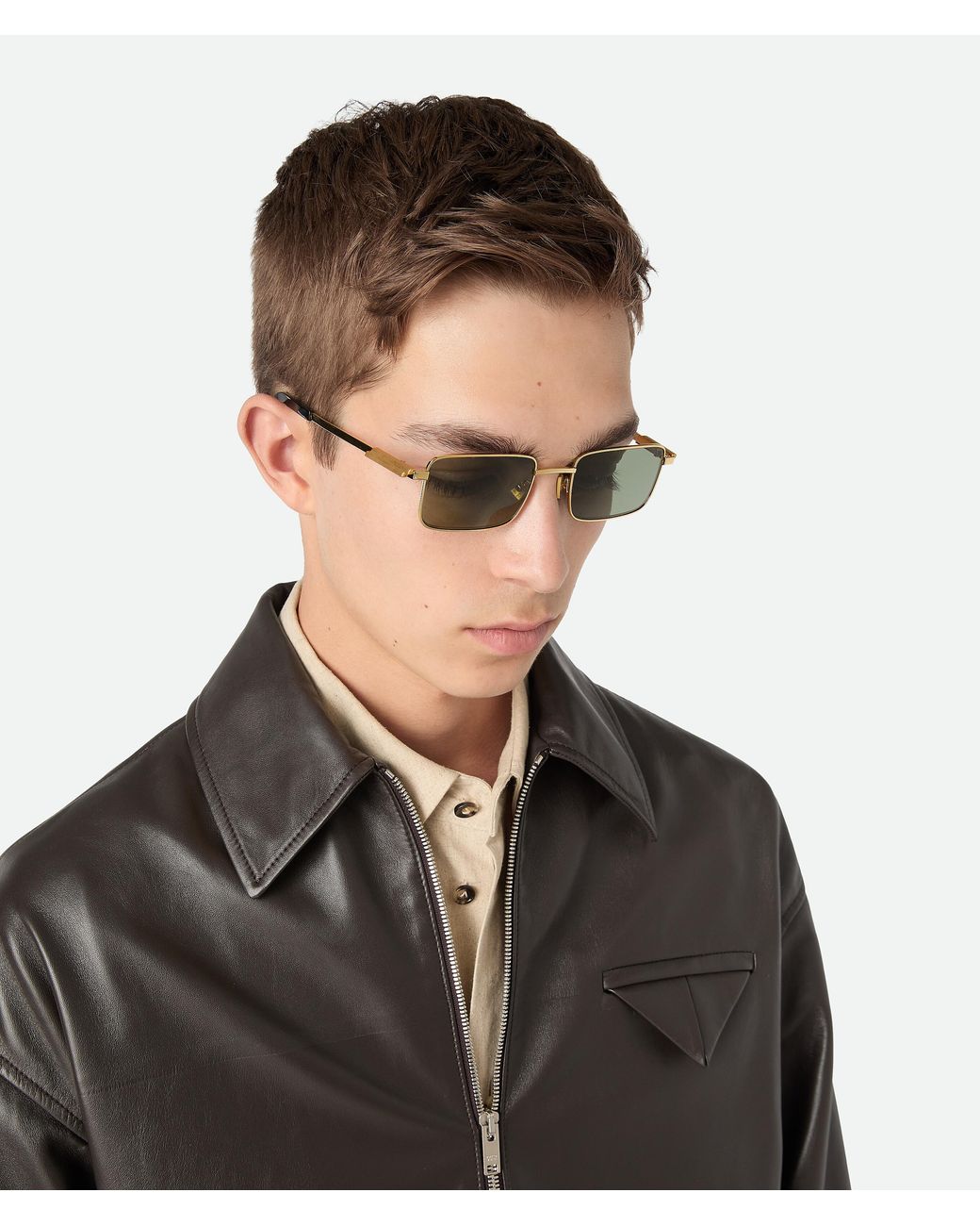 Bottega Veneta Green Classic Rectangular Sunglasses