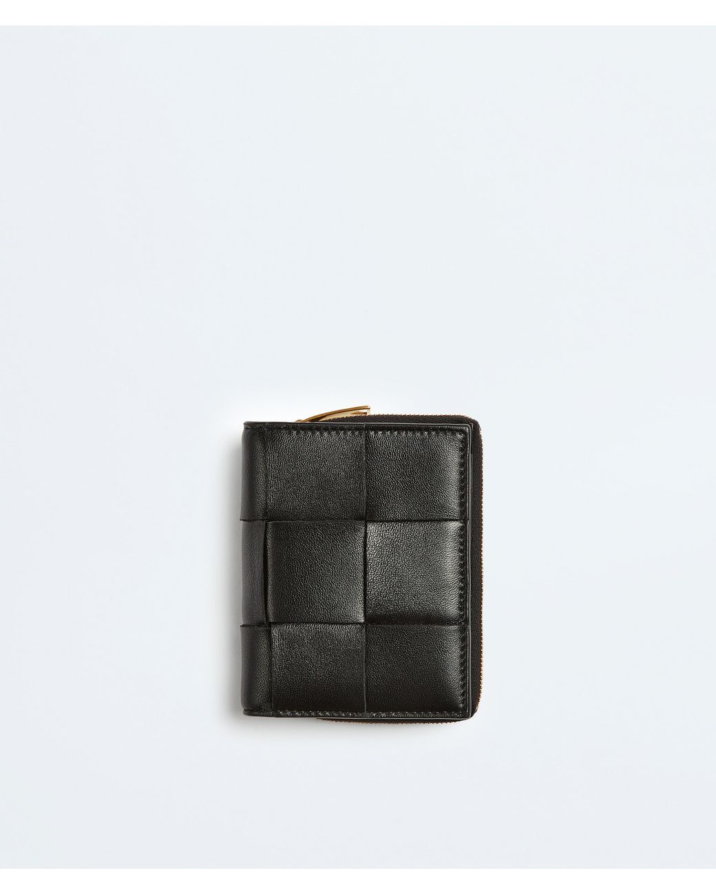 Bottega Veneta Black Cassette Compact Zip Around Wallet