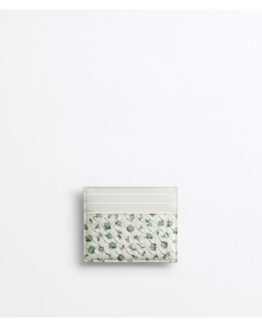 Bottega Veneta White Intrecciato Piccolo Credit Card Case