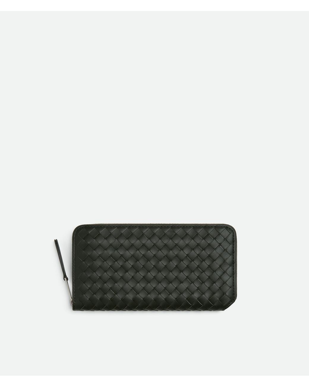 Bottega Veneta Black Intrecciato Piccolo Zip Around Wallet for men