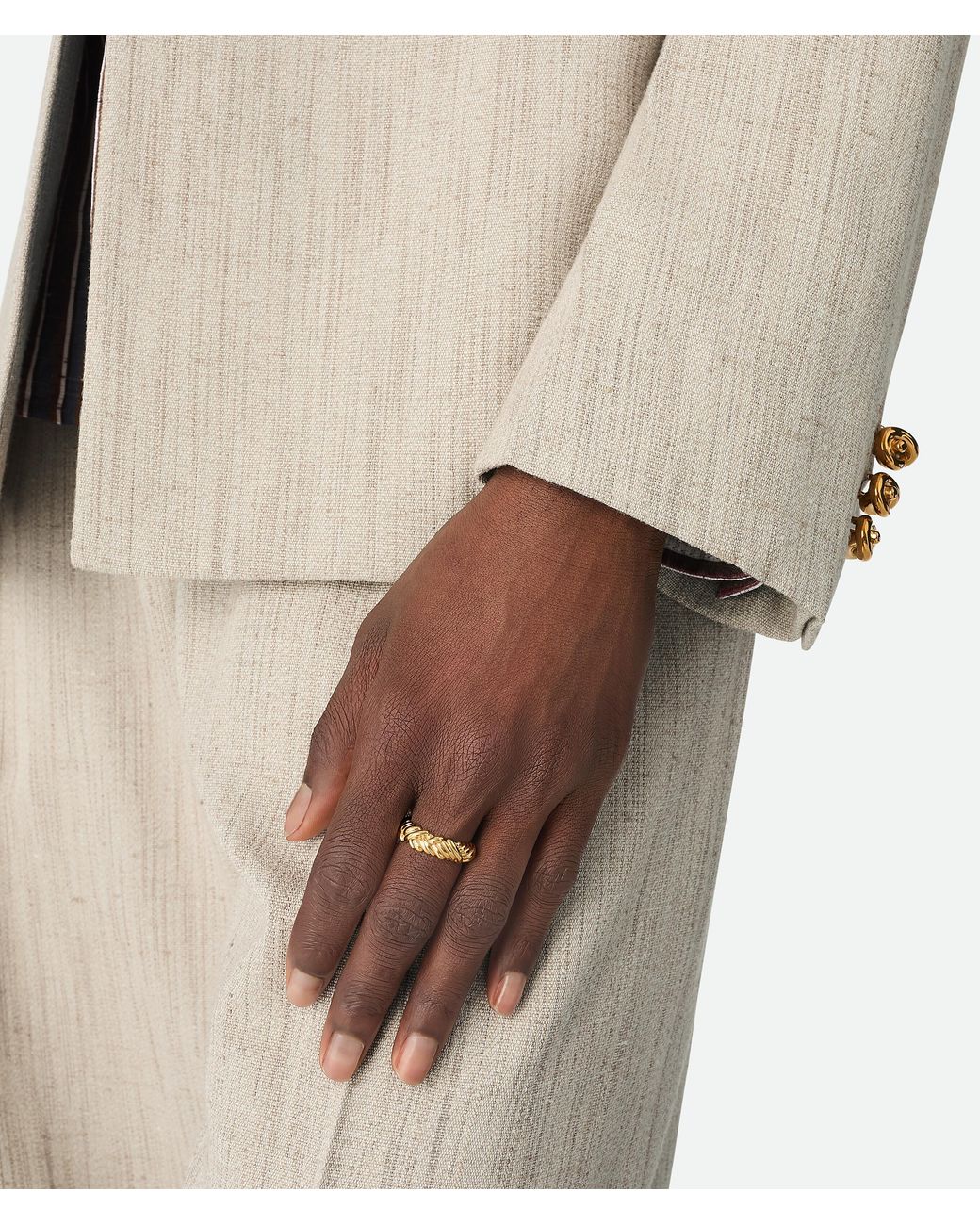 Bottega Veneta Metallic Intreccio Ring
