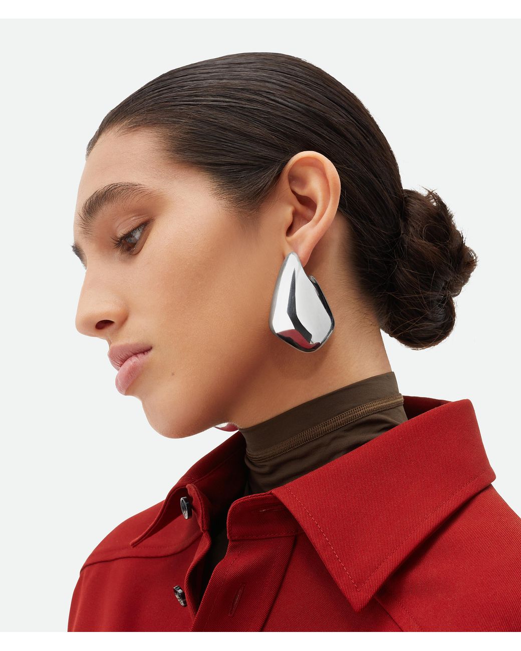 Bottega Veneta Metallic Large Fin Earrings