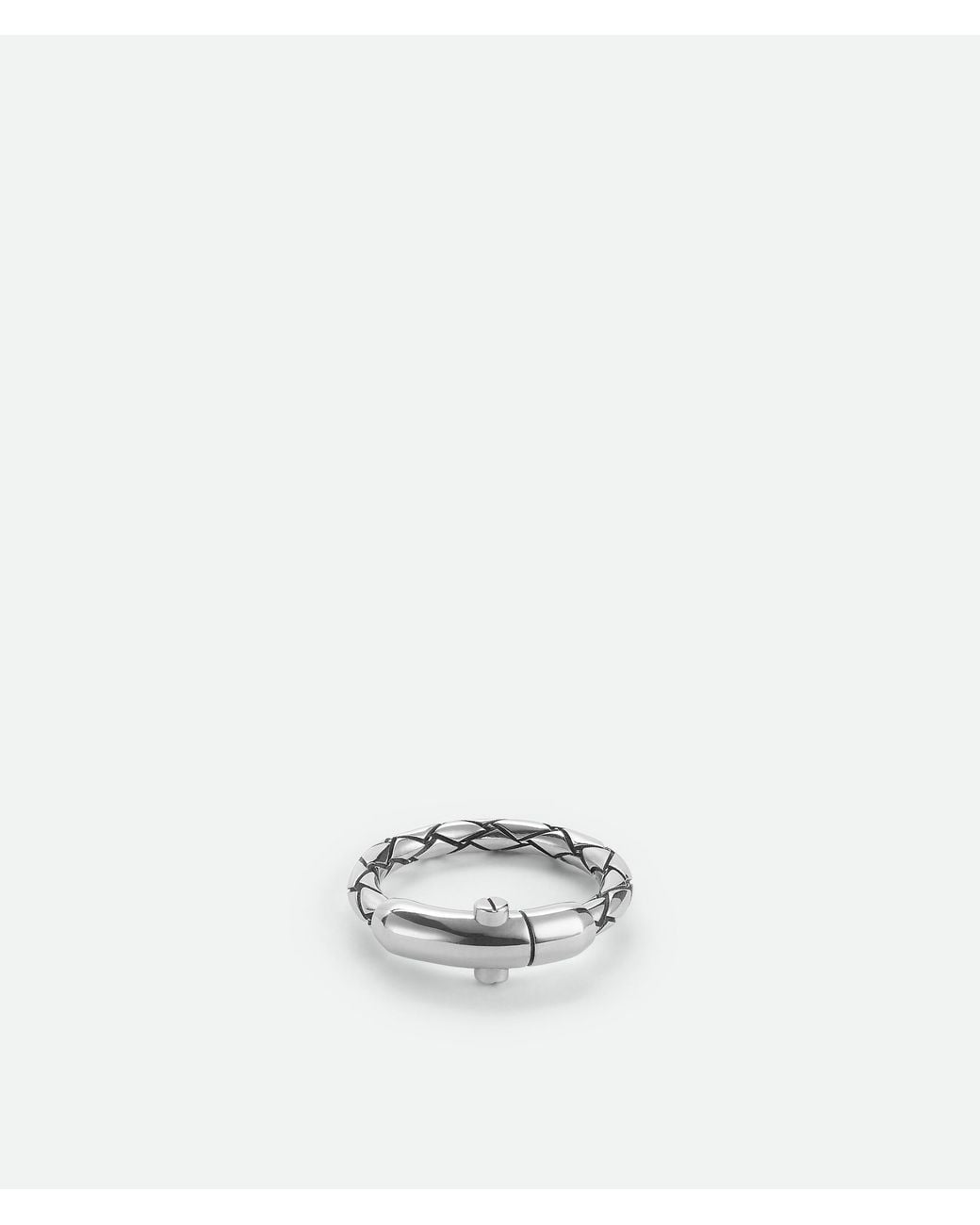 Bottega Veneta White Intreccio Ring for men