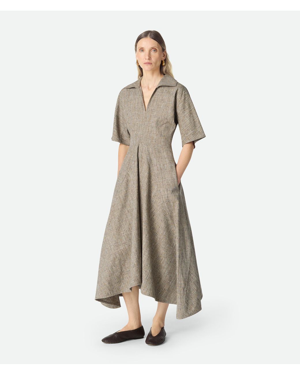 Bottega Veneta Natural Fleck Viscose Dress