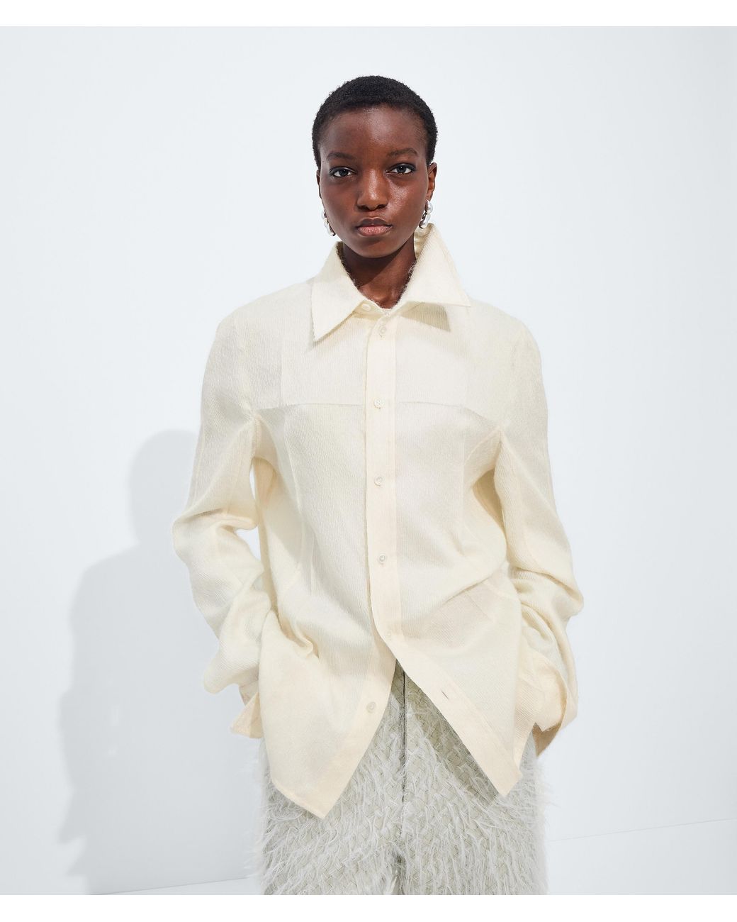 Bottega Veneta White Mohair And Silk Shirt