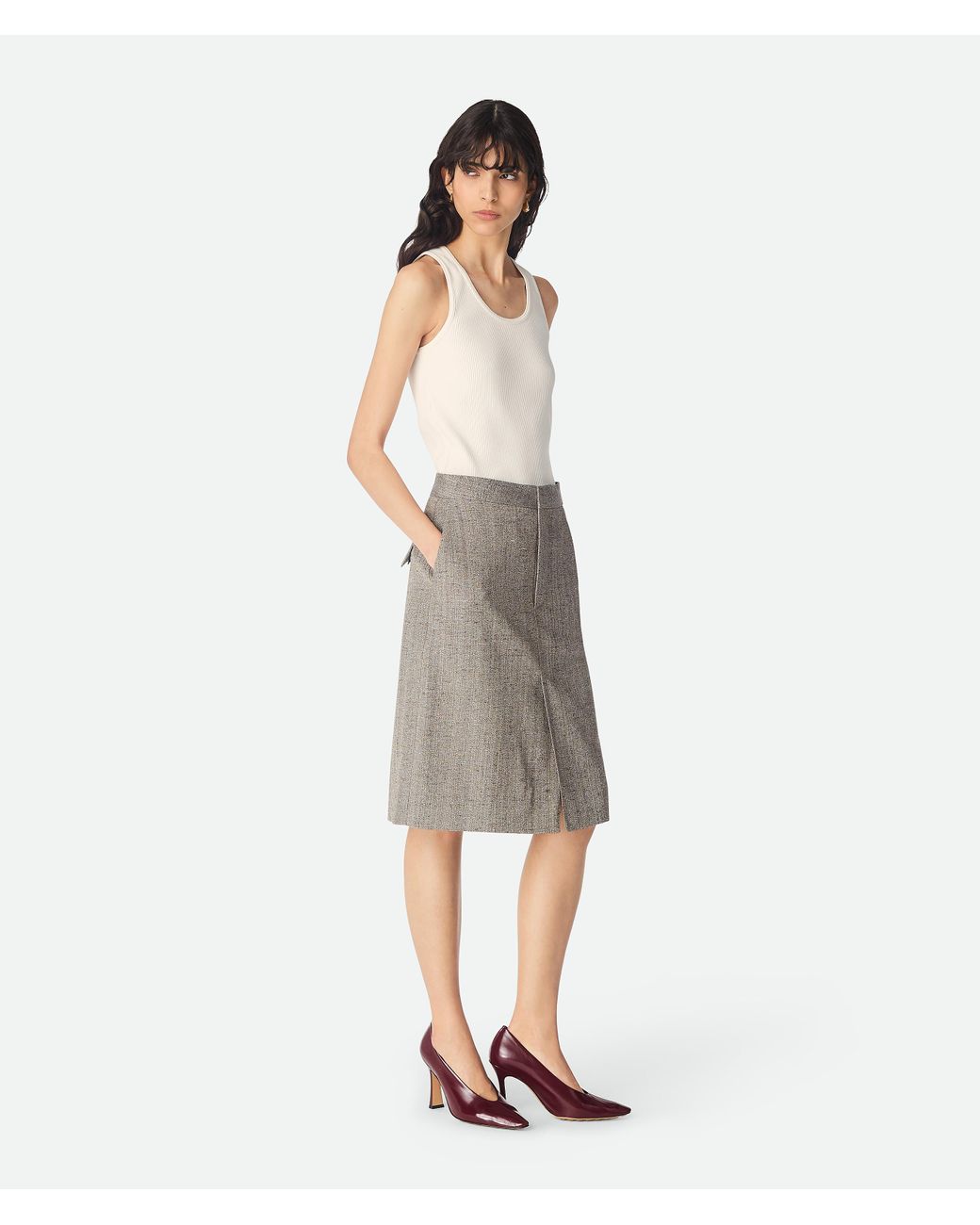 Bottega Veneta White Viscose And Silk Skirt