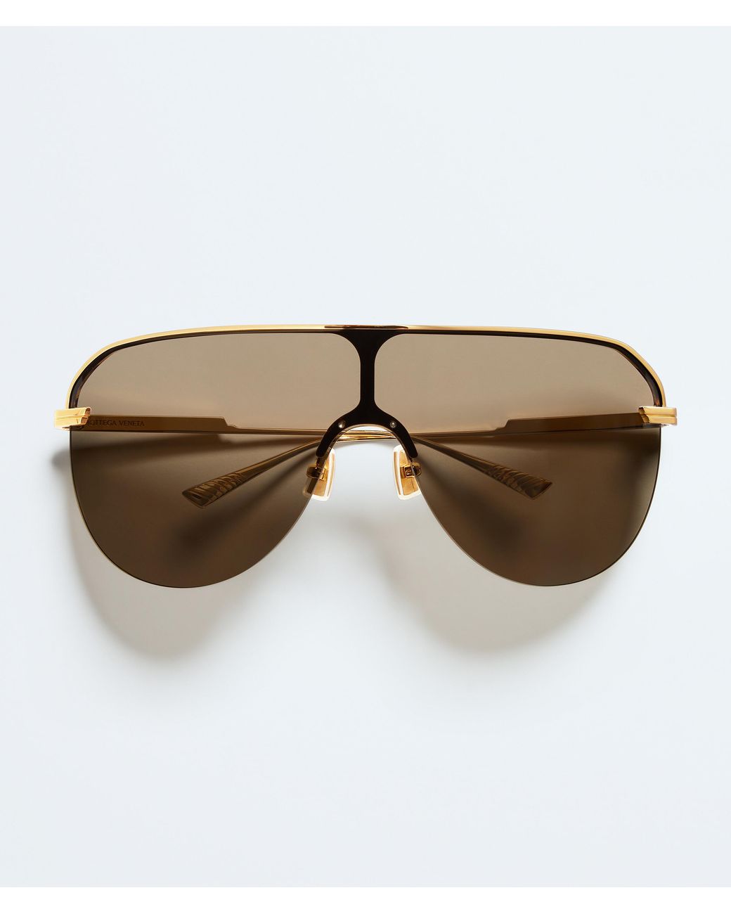 Bottega Veneta Brown Long Ribbon Shield Sunglasses