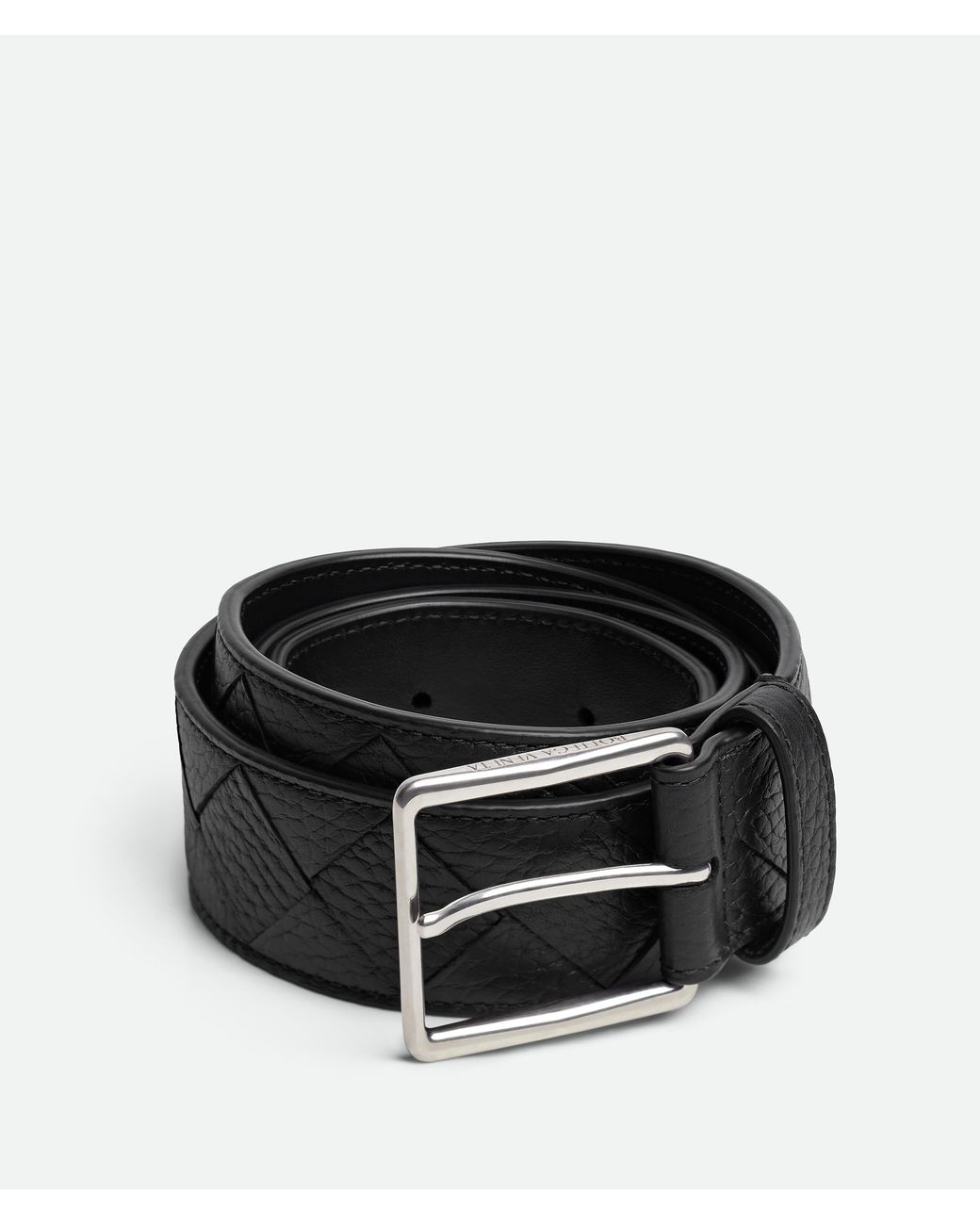 Bottega Veneta Black Intrecciato Belt for men