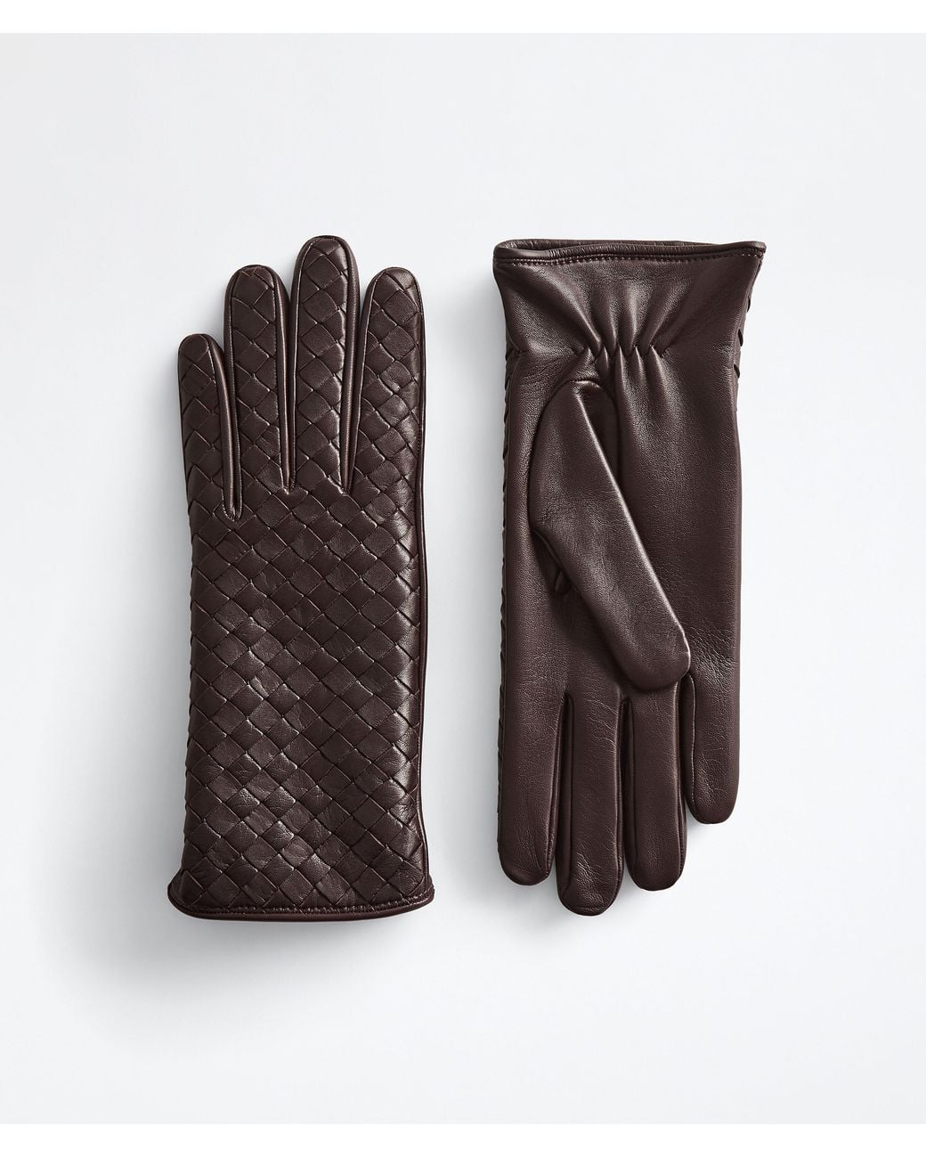 Bottega Veneta Brown Intrecciato Leather Gloves