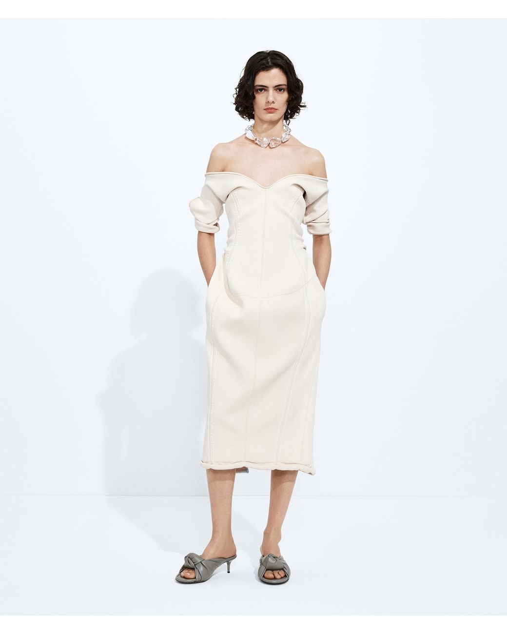Bottega Veneta White Double Crepe Dress