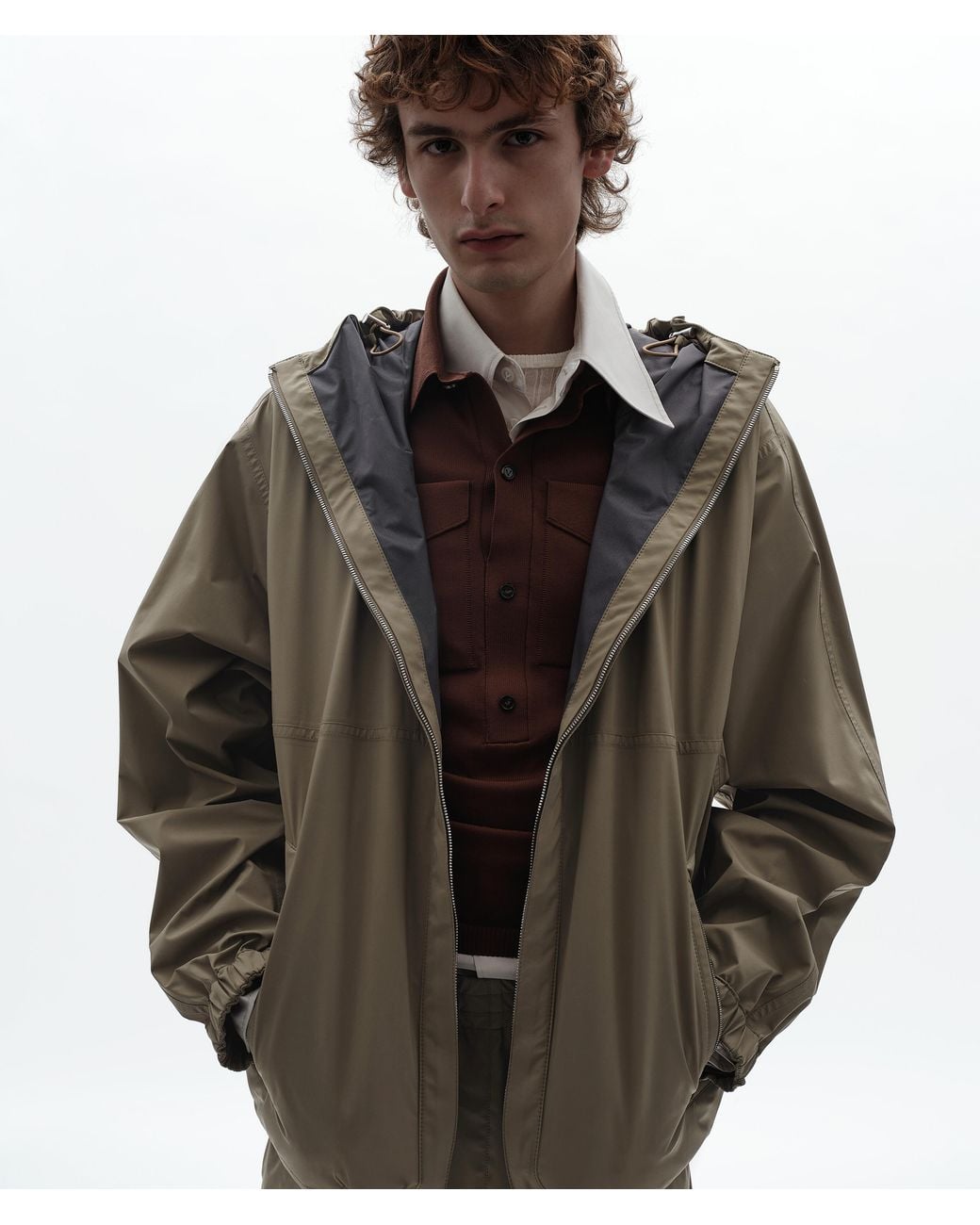 Bottega Veneta Brown Technical Hooded Blouson for men