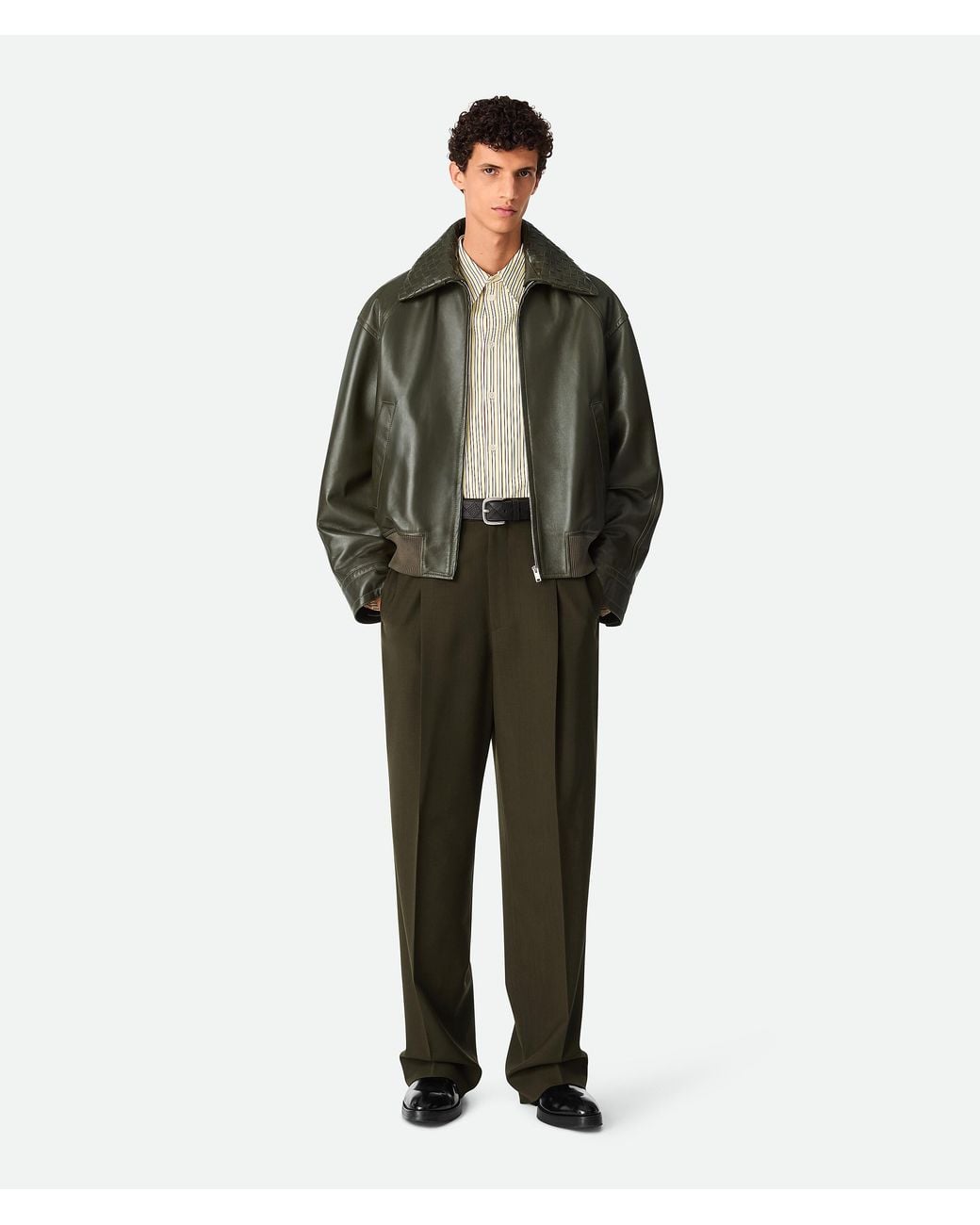 Bottega Veneta Green Leather Blouson for men