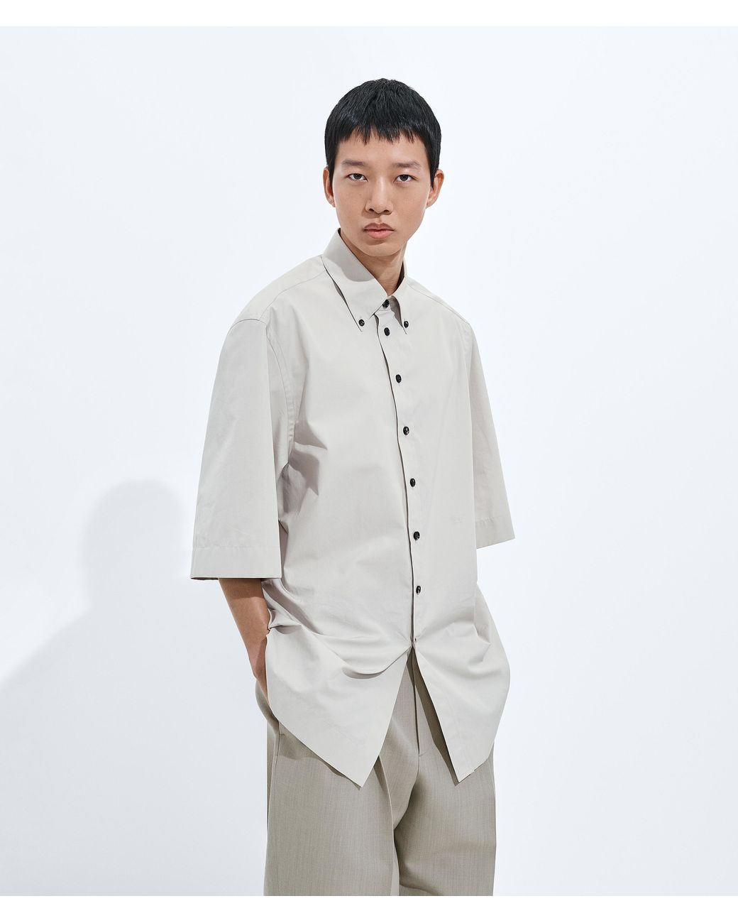 Bottega Veneta White Cotton Poplin Shirt for men
