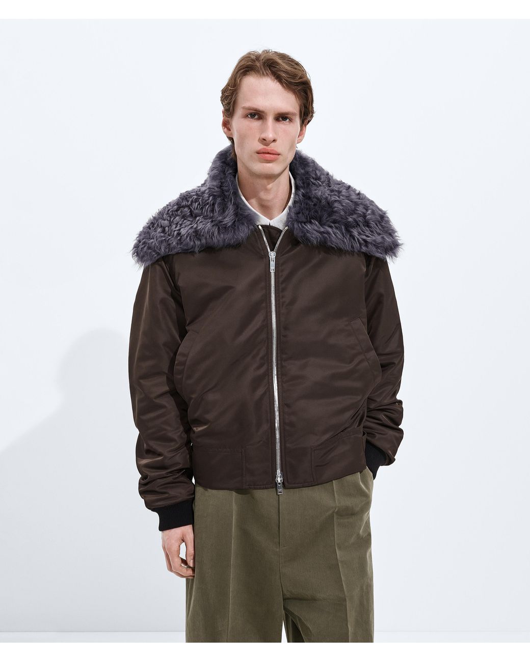 Bottega Veneta Brown Padded Nylon Bomber for men