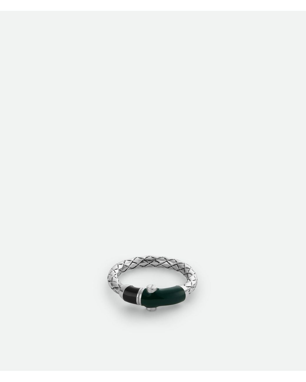 Bottega Veneta White Intreccio Ring for men