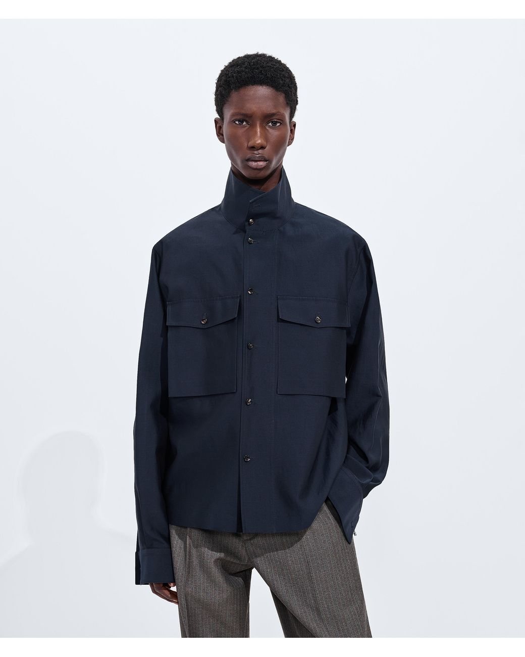 Bottega Veneta Blue Cotton And Silk Shirt for men