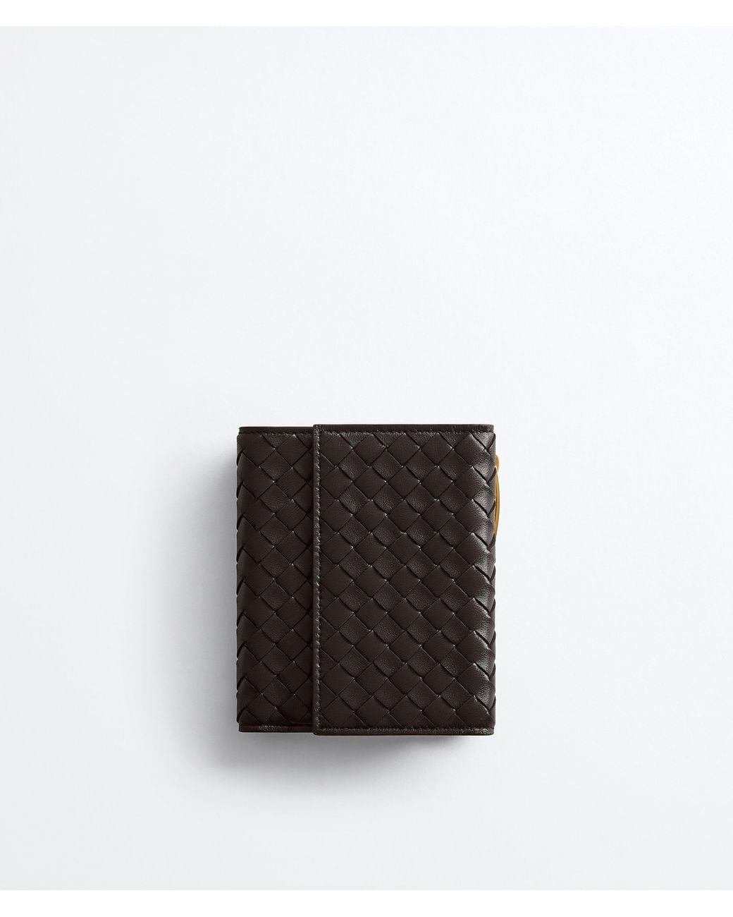 Bottega Veneta White Intrecciato Piccolo Small Bi-Fold Wallet With Flap