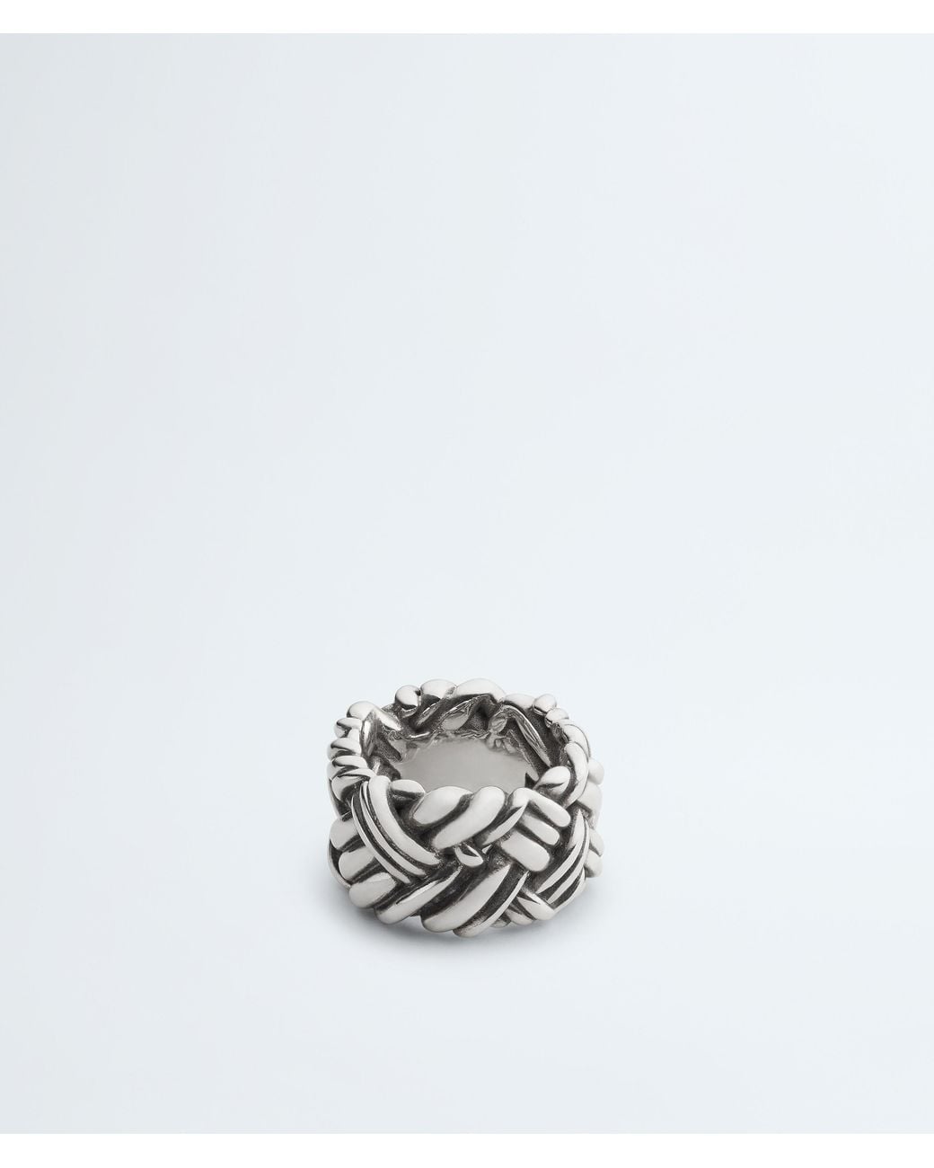 Bottega Veneta White Intreccio Ring for men