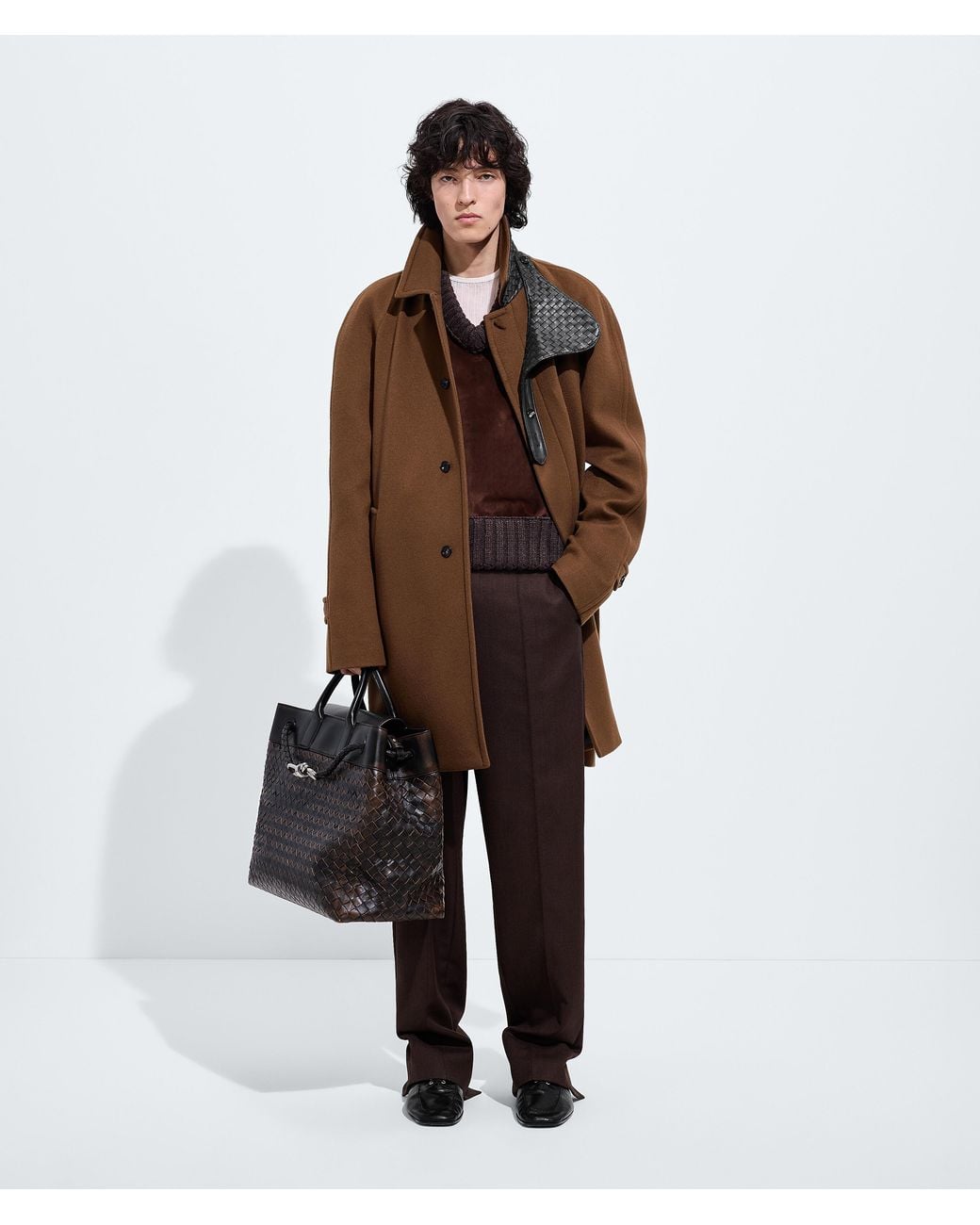 Bottega Veneta Brown Wool And Cashmere Coat for men